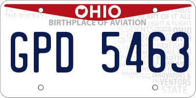 OH license plate GPD5463