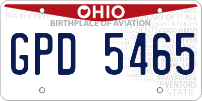 OH license plate GPD5465