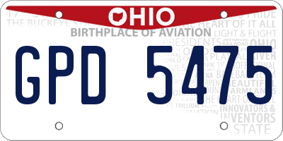 OH license plate GPD5475
