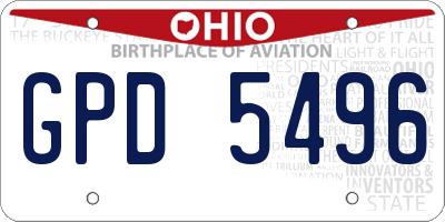 OH license plate GPD5496
