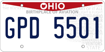 OH license plate GPD5501