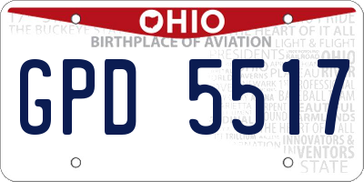 OH license plate GPD5517