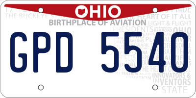 OH license plate GPD5540