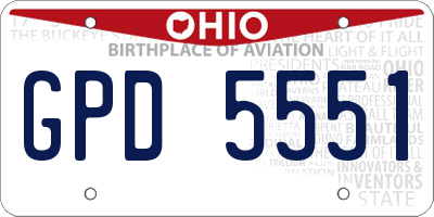 OH license plate GPD5551