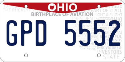 OH license plate GPD5552