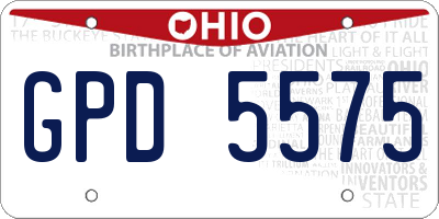 OH license plate GPD5575
