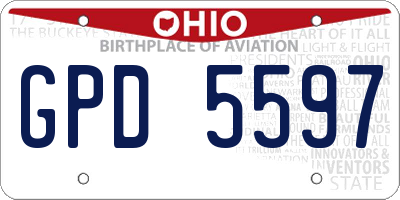 OH license plate GPD5597