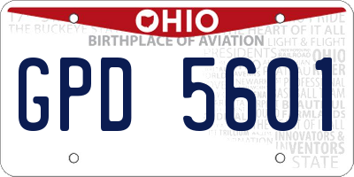 OH license plate GPD5601