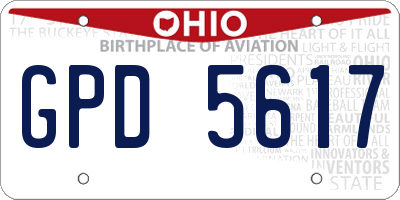 OH license plate GPD5617