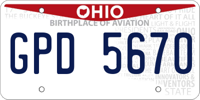 OH license plate GPD5670