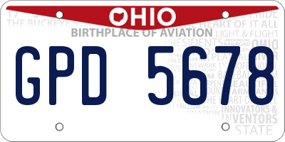 OH license plate GPD5678