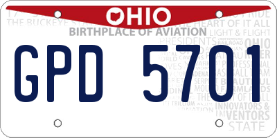 OH license plate GPD5701