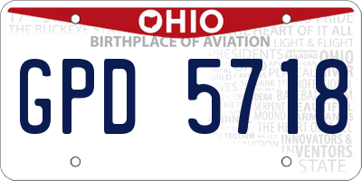 OH license plate GPD5718