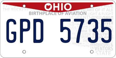 OH license plate GPD5735