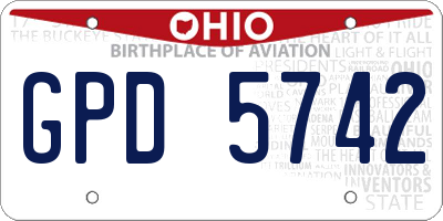 OH license plate GPD5742