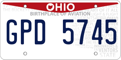 OH license plate GPD5745