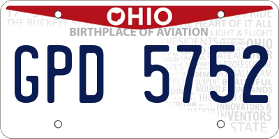 OH license plate GPD5752