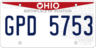 OH license plate GPD5753