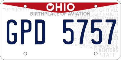 OH license plate GPD5757