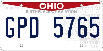 OH license plate GPD5765