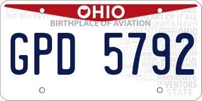 OH license plate GPD5792
