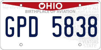 OH license plate GPD5838