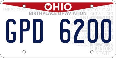 OH license plate GPD6200