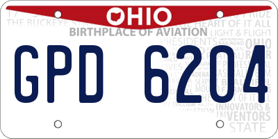 OH license plate GPD6204