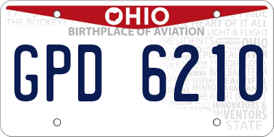 OH license plate GPD6210