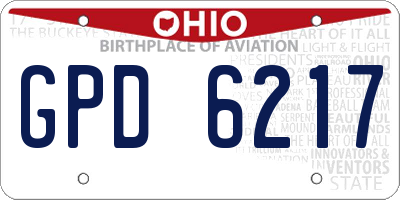 OH license plate GPD6217