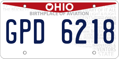 OH license plate GPD6218