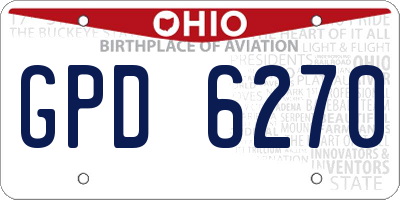 OH license plate GPD6270