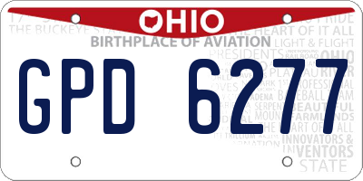 OH license plate GPD6277