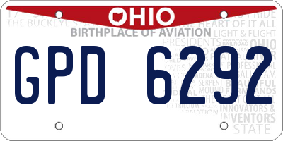 OH license plate GPD6292