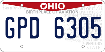 OH license plate GPD6305
