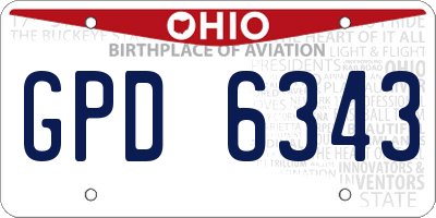 OH license plate GPD6343