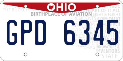 OH license plate GPD6345