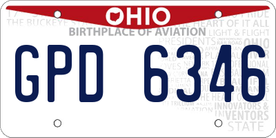 OH license plate GPD6346