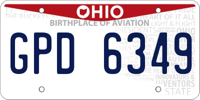 OH license plate GPD6349