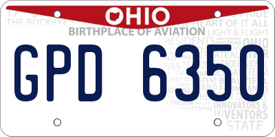OH license plate GPD6350