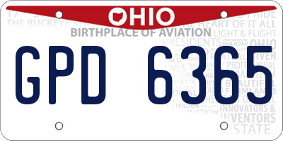 OH license plate GPD6365