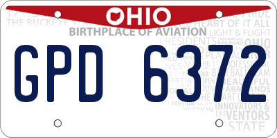 OH license plate GPD6372