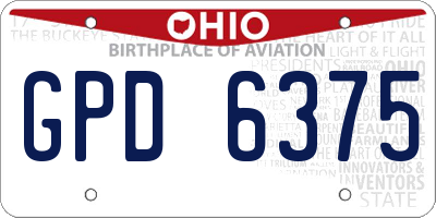 OH license plate GPD6375