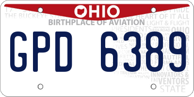 OH license plate GPD6389