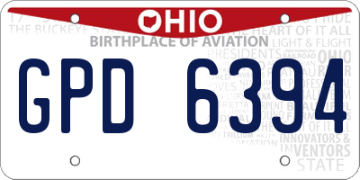 OH license plate GPD6394