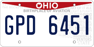 OH license plate GPD6451