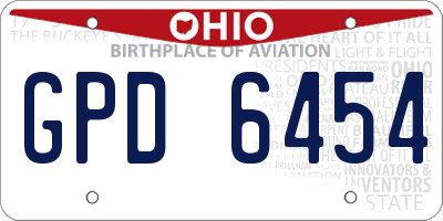 OH license plate GPD6454