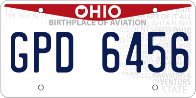 OH license plate GPD6456