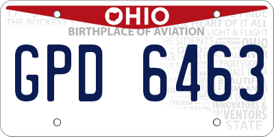 OH license plate GPD6463