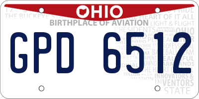 OH license plate GPD6512